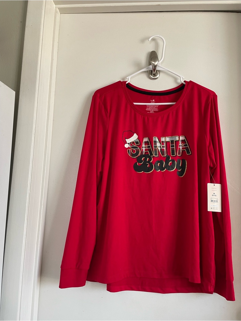 Secret Treasures Red Long-Sleeve 'Santa Baby' Holiday Top